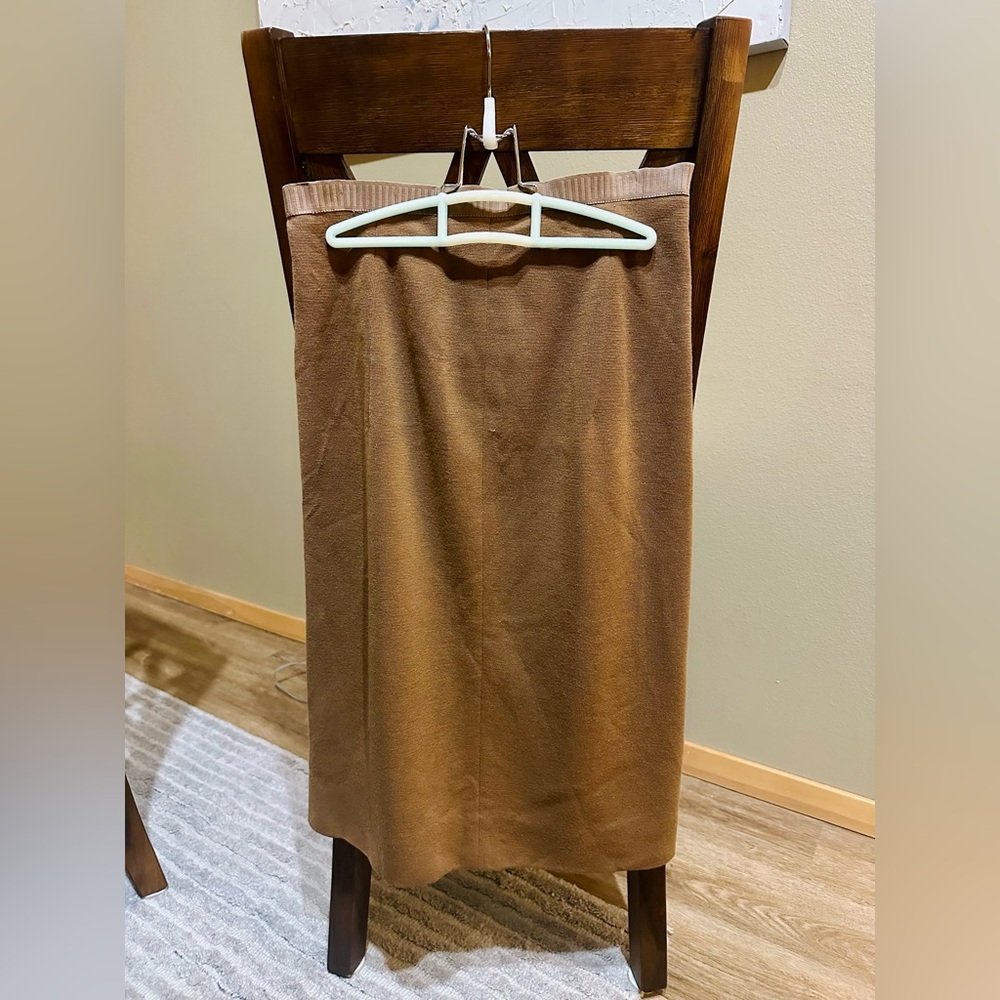 Vintage Amalfi Tan Wool Midi Pencil Skirt